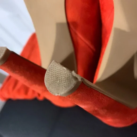 Vibrant Red Leather 5-inch Heeled Pointy Toe Boots Size 7.5 Valentine’s Day - Picture 9 of 12